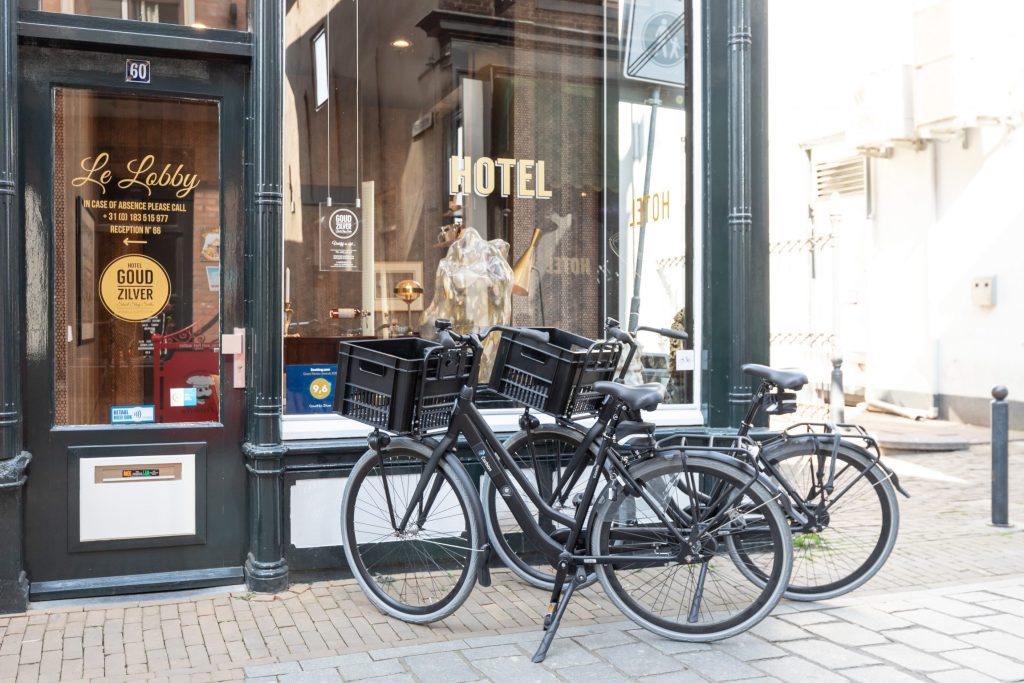 Huur een fiets /huurfietsen bij de lobby geparkeerd